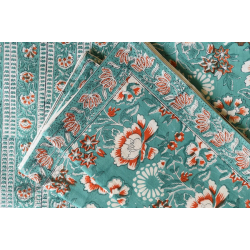 Landscapes Under My Roof ✿ Sanganeri Hand block Printed Double Bedsheet  with Pillow Covers- Green