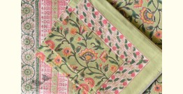 Landscapes Under My Roof ✿ Sanganeri Hand block Printed Double Bedsheet  with Pillow Covers- Light Green