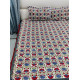 shop Sanganeri Hand block Printed Double Bedsheet  with Pillow Covers- Red Flowers