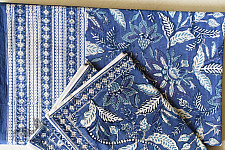 Landscapes Under My Roof ✿ Sanganeri Hand block Printed Double Bedsheet with Pillow Covers- Indigo