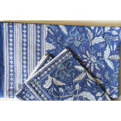 Landscapes Under My Roof ✿ Sanganeri Hand block Printed Double Bedsheet with Pillow Covers- Indigo