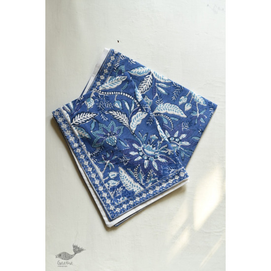 shop Sanganeri Hand block Printed Bedsheet with Pillow Covers- Indigo