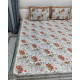 shop Sanganeri Hand block Printed King Size Bedsheet with Pillow Covers