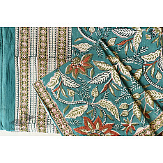 Landscapes Under My Roof ✿ Sanganeri Hand block Printed Double Bedsheet With Two Pillow Covers