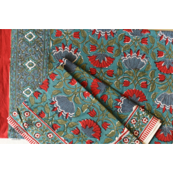 Landscapes Under My Roof ✿ King Size Bedsheet  with Pillow Covers - Sanganeri Hand Block Printed