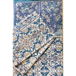 Landscapes Under My Roof ✿ Sanganeri Printed Double Bedsheet  with Pillow Covers- Blue & White