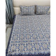 shop Sanganeri Printed Double Bedsheet  with Pillow Covers- Blue & White