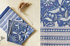 Landscapes Under My Roof ✿ Sanganeri Hand block Printed Double Bedsheet with Pillow Covers- Indigo