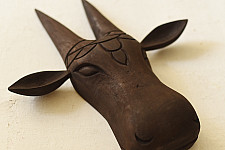 Handmade Wooden Mask ~ Nandi ( Brown )