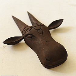 Handmade Wooden Mask ~ Nandi ( Brown )