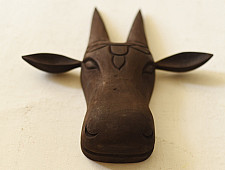 Handmade Wooden Mask ~ Nandi ( Brown )