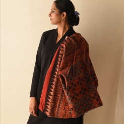 Kimono | Ajrakh Block Printed And Denim Reversible Jacket 