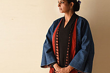 Kimono | Ajrakh Block Printed And Denim Reversible Jacket 