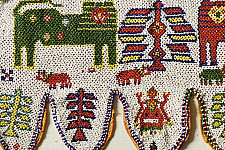 Prachin . प्राचीन  ❂ Gujrat Bead Work - Old & Antique Wall Hanging - Lion Motif