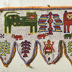 Prachin . प्राचीन  ❂ Gujrat Bead Work - Old & Antique Wall Hanging - Lion Motif