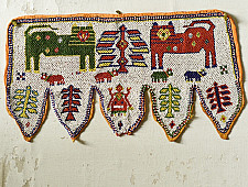 Prachin . प्राचीन  ❂ Gujrat Bead Work - Old & Antique Wall Hanging - Lion Motif