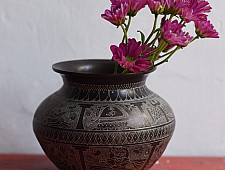 Antiquities from Khajuraho ~ Online Hand-Carved Brass Kalash