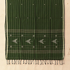 Aamaya . आमाया | Handloom Soft Cotton Jamdani Stole - Bottle Green