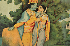 Memory Lines | Antique Raja Ravi Verma Print - Radhe Govind  ( With Frame) 