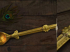 Ahar ✽ Brass ~ Kitchen Decor Wall Hanging Spoon (27" x 3.3" x 1") - B