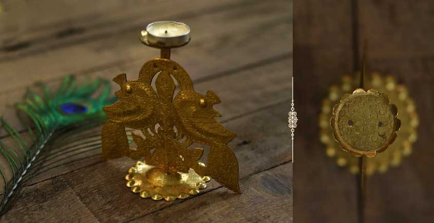 brass Peacock candle stand