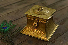 Ahar ✽ Brass ~ Square Dabro ( 6.5" x 6.5 x 5.5" Storage Box ) -  4
