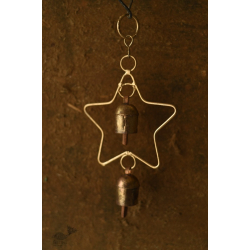 Jingles & Carrolls ~ Kutch Metal Hanging Bell - Star With Two Bells