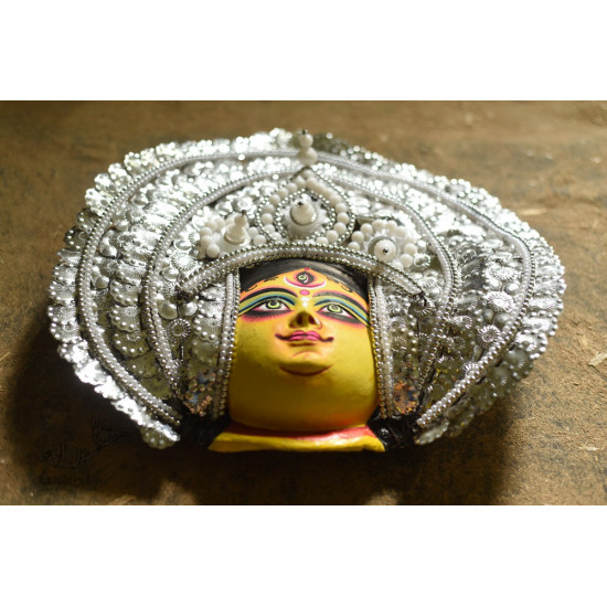 shop handmade chhau mask from bangal - durga-silver