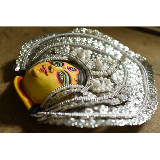 shop handmade chhau mask from bangal - durga-silver