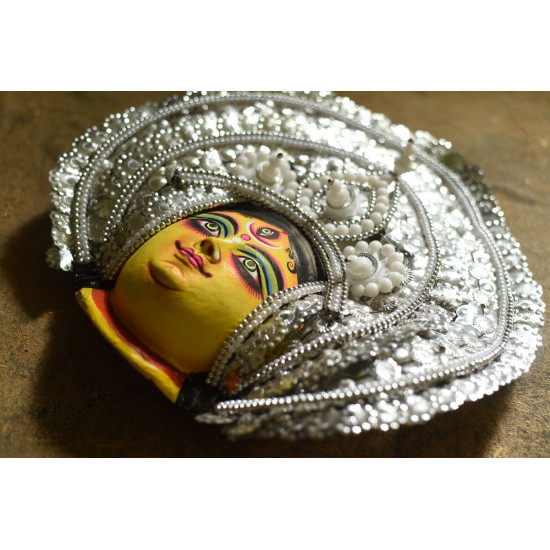 shop handmade chhau mask from bangal - durga-silver