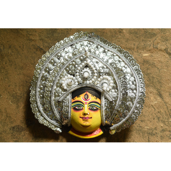 shop handmade chhau mask from bangal - durga-silver