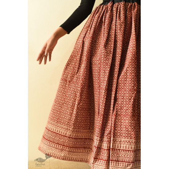 shop Jawariya Block Printed Long Skirt / Ghagra - Red