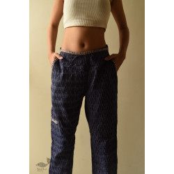 Ikat Handloom Cotton Blue Trouser / Pant For Girl