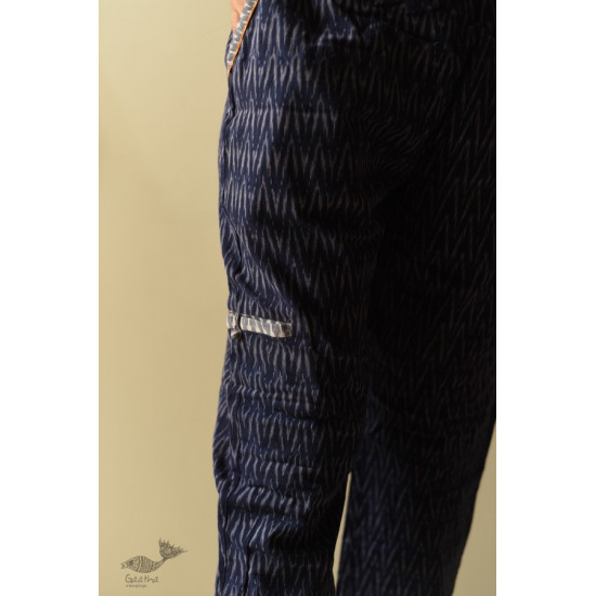 shop Ikat Handloom Cotton Blue Trouser / Pant For Girl