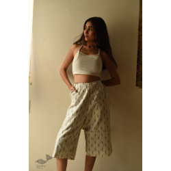 Ikat Handloom Cotton Short Palazzo - Off White