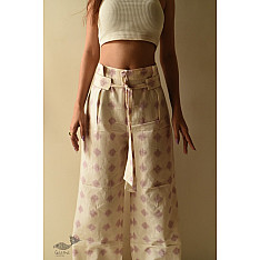 new | Ikat Handloom Cotton Palazzo - Off White