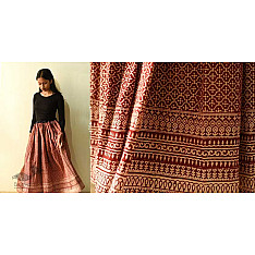 Flowers in a River | Jawariya Block Printed Long Skirt / Ghagra - Red