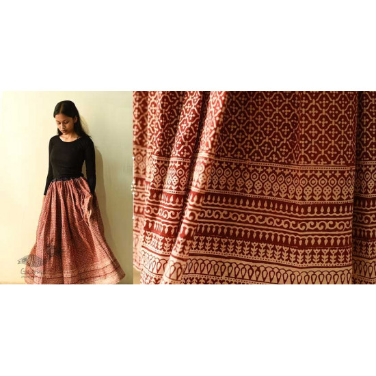 shop Jawariya Block Printed Long Skirt / Ghagra - Red