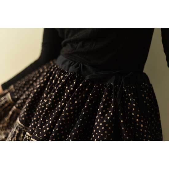 Jawariya Block Printed Short Skirt - Black