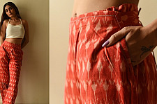 Ikat Handloom Cotton Designer Pant / Trouser For Girl