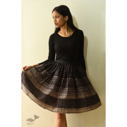 Flowers in a River | Jawariya Block Printed Short Skirt - Black