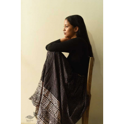 Flowers in a River | Jawariya Block Printed Long Skirt / Ghagra - Black