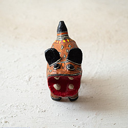 Madhuban . मधुबन ❁ Madhubani Hand Painted Paper Mache ~ Tiger (Brown)