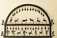 Ahou | Wrought Iron ~ Leaf & Deer Lamp Holder Hanging 