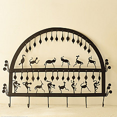 Ahou | Wrought Iron ~ Leaf & Deer Lamp Holder Hanging 