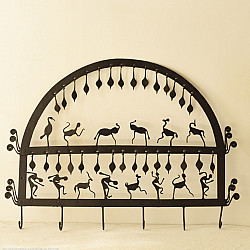 Ahou | Wrought Iron ~ Leaf & Deer Lamp Holder Hanging 