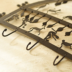 Ahou | Wrought Iron ~ Leaf & Deer Lamp Holder Hanging 