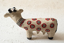 Madhuban . मधुबन ❁ Madhubani Hand Painted Paper Mache ~ A Cow
