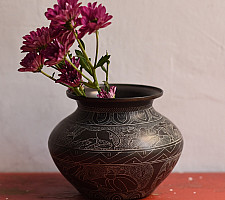Antiquities from Khajuraho ~ Hand Carved Brass Lota - I
