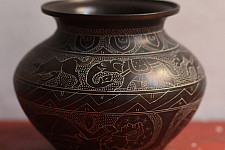 Antiquities from Khajuraho ~ Hand Carved Brass Lota - I